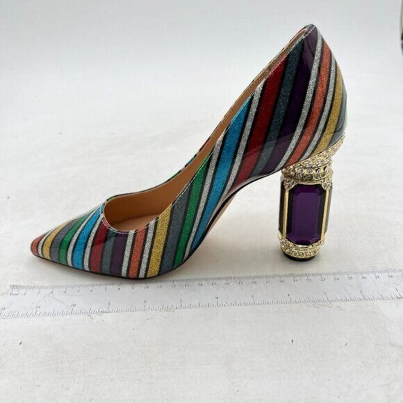 FSJ Multicolored Bridal Pointed Toe High Heel Crystal Pumps Slip on Wedding Shoe - Picture 2 of 8